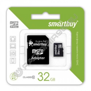 Карта памяти microSDHC SMARTBUY 32GB class 10 с адаптером