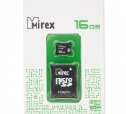 Карта памяти microSDHC MIREX 16GB с адаптером (class 10) зелёная