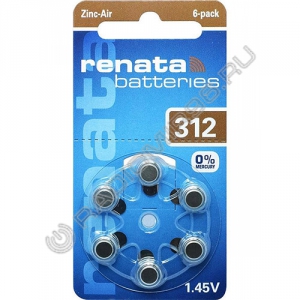 Батарейка RENATA ZA312 (6/60) для слуховых аппаратов