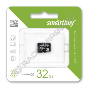 Карта памяти microSDHC SMARTBUY 32GB class 10 без адаптера