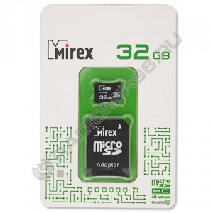 Карта памяти microSDHC MIREX 32GB с адаптером (class 10)