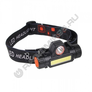 Фонарь 1COB+1LED налобный аккумуляторный Чингисхан 221-013