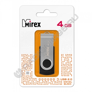 USB флэш-накопитель MIREX 4GB SWIVEL BLACK