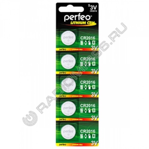 Батарейка PERFEO CR2016 BL5 ( 5/100 )
