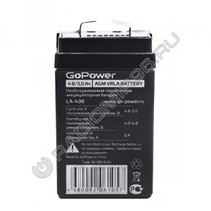 Аккумулятор GoPower LA-430 4V 5.0Ah (1/20)