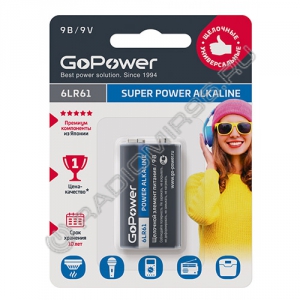 Батарейка GoPower 6LR61 (1/10/240)